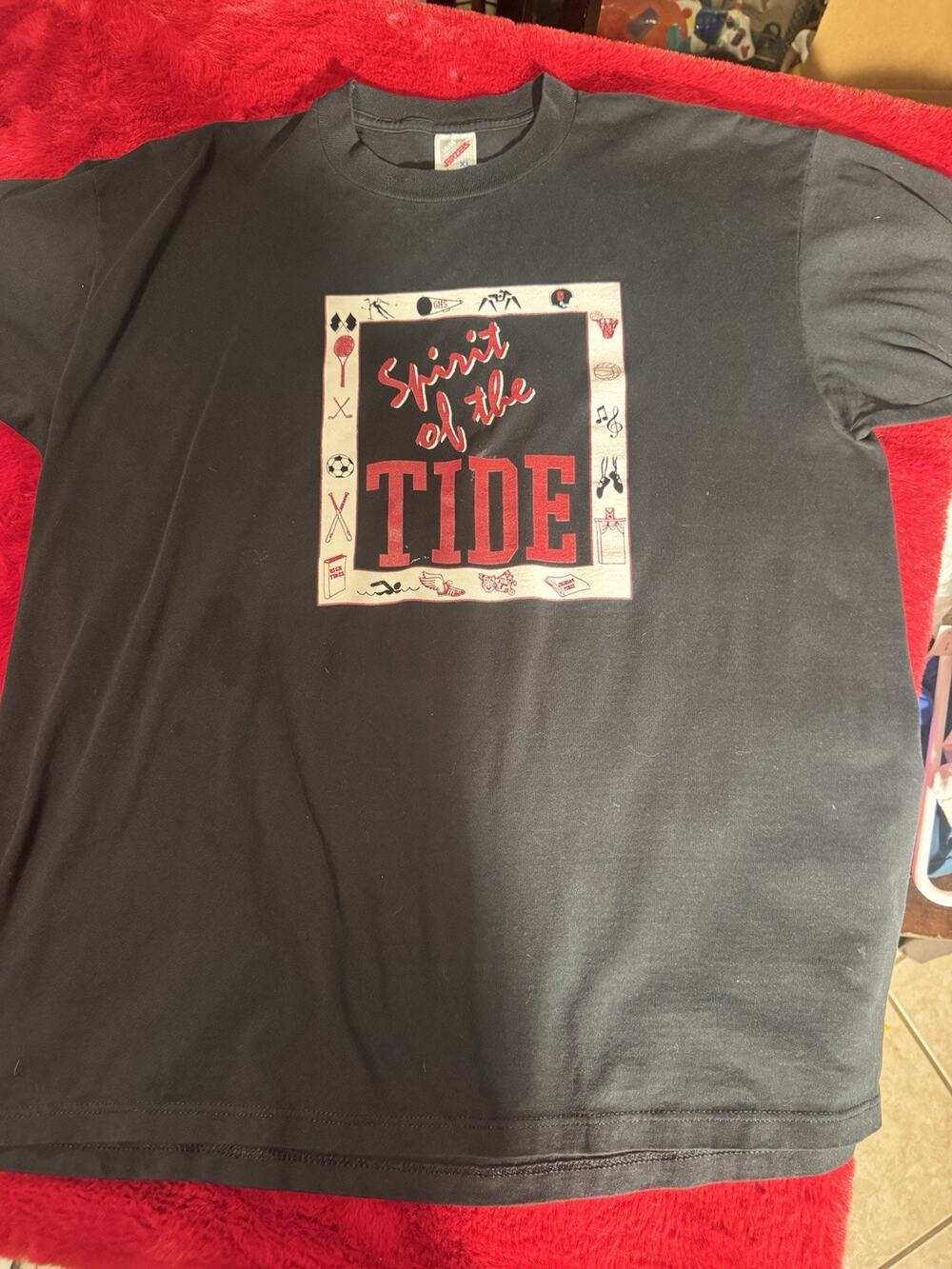 Vintage Jerzees Spirit of the Tide USA XL Single Stitch School Graphic T-Shirt